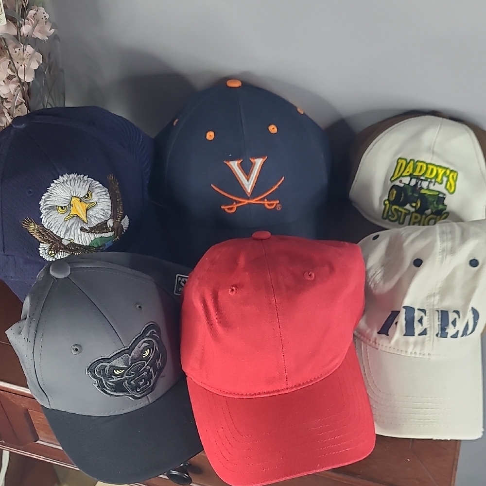 7 Mostly New Assorted Baseball Caps Collection